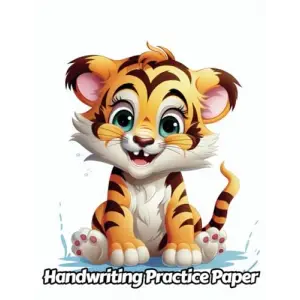 Independently published Tiger Handwriting Practice Paper: Wide Lines With Dotted Midline | For Students Learning To Write Letters | Grades K-2 School | Gift For Safari Animal Lovers | 8.5 x 11 Inch...