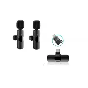 K9-D2 Type-C Lightning Dönüştürücülü Wireless Kablosuz Çiftli Yaka Mikrofonu