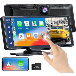 Kablosuz Apple CarPlay ve Android Auto, 2K Ön Dashcamli Araba Stereo, Bluetooth 5.0/GPS/FM/AUX/Mirror Link/64G TF Card, 9.26 İnç Full HD Dokunmatik Ekran Monitör
