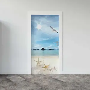 Kapı Giydirme Kapı Sticker Folyosu 3D Deniz Manzarası