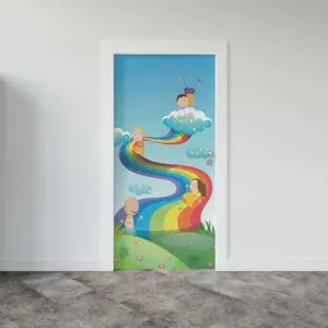 Kapı Giydirme Kapı Sticker Folyosu Gökkuşağı
