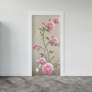 Kapı Giydirme Kapı Sticker Folyosu Pembe Gül