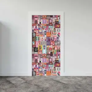 Kapı Giydirme Kapı Sticker Folyosu Pop Art Music Collage