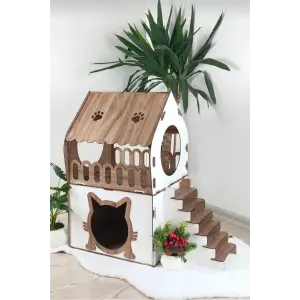 Kedi Evi 2 Katlı Merdivenli