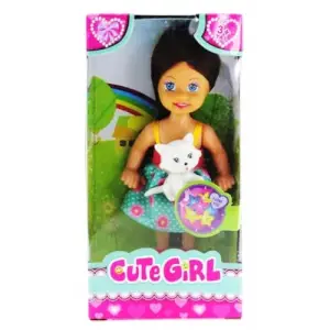 Kedi Figürlü Kumral Mini Bebek