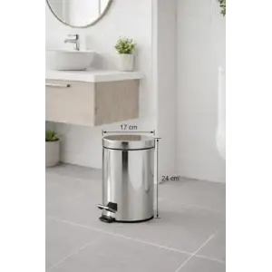 Krom Pedallı Çöp Kovası 3 Lt Eko