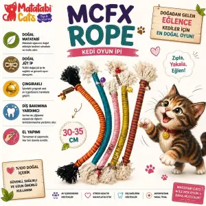Large çıngıraklı ip kedi oyuncağı