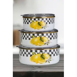 Lemon Emaye Üçlü Saklama Seti