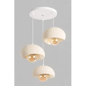 Limon 3D Desing 3lü Sarkıt Avize Krem Rustik E27 Modern Avize Bohem Beton Görünüm 30 cm (Rustik Ampül Dahildir) Yvr-B-101-KR