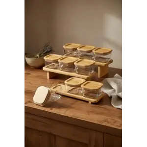 Lunaya Bambu Standlı Kahvaltılık Seti, 9lu