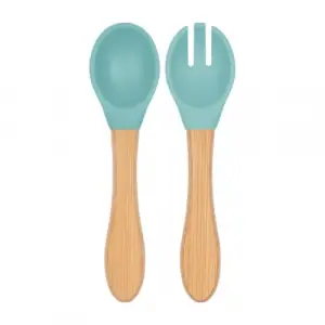 Mama Kaşığı + Çatal - Aqua Green