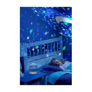 Mavi Dönen Projeksiyon Gece Lambası Star Master Ay Yıldız LED