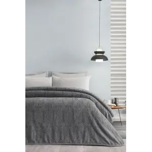 Melan Çift Kişilik Emboss Battaniye - Gri, 200 x 220