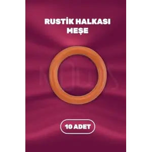 Meşe Renk Rustik Perde Halkası, 10 Adet