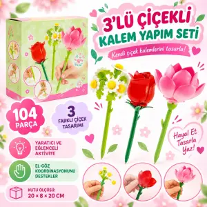 Mey İthalat® 3’lü Çiçekli Kalem Yapım Seti 104 Parça