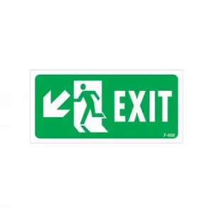 Mey İthalat® Exit Sol Aşağı Uyarı Levhası 17,5x25 KOD:958
