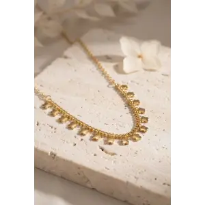 Mey İthalat® Gold Pirinç Yonca Model Kadın Kolye