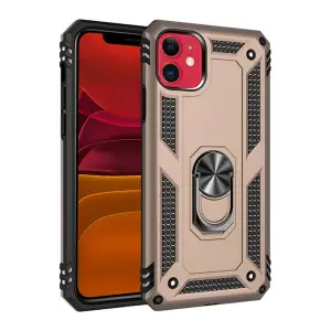 Mey İthalat®   iPhone 11 Kılıf Sofya Yüzüklü Silikon Kapak - Gold