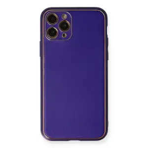Mey İthalat®   iPhone 11 Pro Kılıf Coco Deri Silikon Kapak - Mor