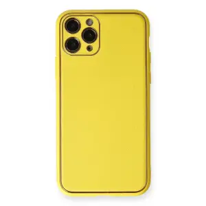 Mey İthalat®   iPhone 11 Pro Kılıf Coco Deri Silikon Kapak - Sarı