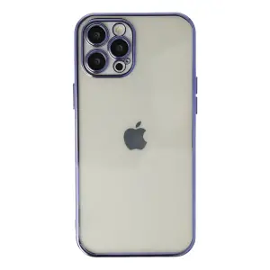 Mey İthalat®   iPhone 12 Pro Kılıf  Lensli Silikon - Mor