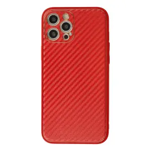 Mey İthalat®   iPhone 12 Pro Max Kılıf Coco Karbon Silikon - Kırmızı