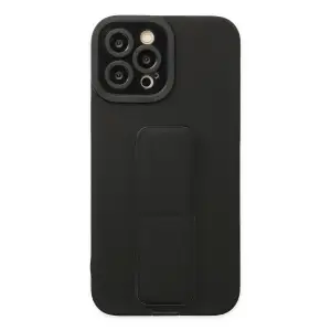 Mey İthalat®   iPhone 12 Pro Max Kılıf Mega Standlı Silikon - Siyah