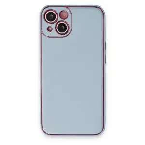 Mey İthalat®   iPhone 14 Plus Kılıf Coco Deri Silikon Kapak - Sky Blue