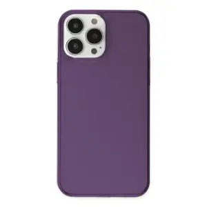 Mey İthalat®   iPhone 14 Pro Max Kılıf Pc Sert Şeffaf Kapak - Mor