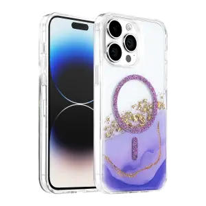 Mey İthalat®   iPhone 14 Pro Max Lotus Simli Magsafe Kapak - Mor