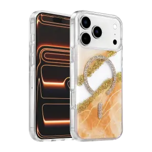 Mey İthalat®   iPhone 17 Pro Max Lotus Simli Magsafe Kapak - Turuncu