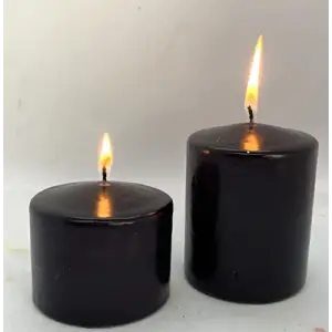 MİSSİ 2Lİ SİYAH KALIN MUM SETİ (7 CM ÇAP)