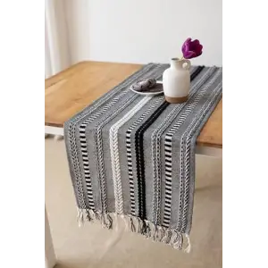 Neula, %100 Pamuk Örme Runner 40 X 110 Cm (Siyah)