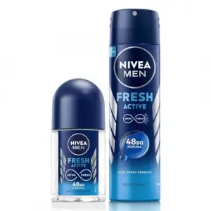 NIVEA MEN Erkek Sprey Deodorant Fresh Active 150ml ve Mini Roll-on Fresh Active 25ml