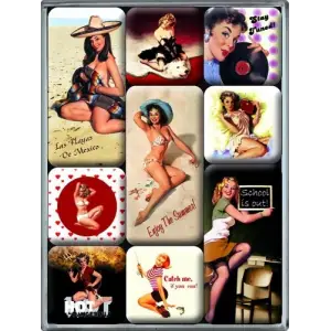 Nostalgic Art Pin-Up Beach Magnet Set