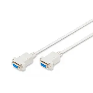 Null-Modem Kabel - D-Sub 9 zu D-Sub 9 - Buchse zu Buchse - 1.8m Anschluss-Kabel - Beige