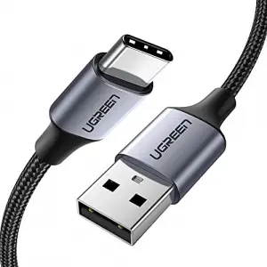 Örgülü USB Type-C Şarj ve Data Kablosu, 1.5 Metre, Siyah
