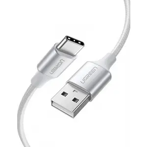 Örgülü USB Type-C Şarj ve Data Kablosu, Beyaz, 2 Metre