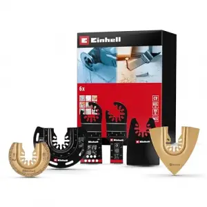 Orijinal Einhell 6 Parça Multitool Seti (Dalma, HCS Yarım Daire, CrV Dalma, Karbür Uçlu Yarım Daire Testere Bıçağı, Karbür Delta Rasp, Esnek Spatula – Open Back bağlantılı) - 49708106