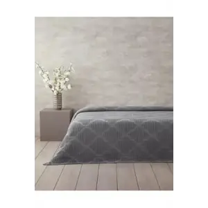 Pamuklu Waffle Çift Kişilik Pike Koyu Gri