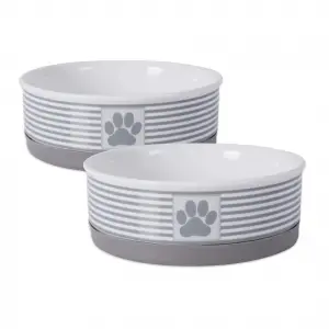 Paw & Patch Seramik Evcil Hayvan Koleksiyonu; Orta Set, 15x5 cm, Gri, 2 Parça
