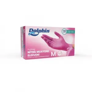 Pembe Nitril Eldiven, Pudrasız, M, 100lü Paket