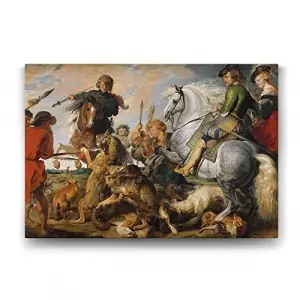 Peter Paul Rubens - Kurt ve Tilki Avı Tablosu - 90x60cm