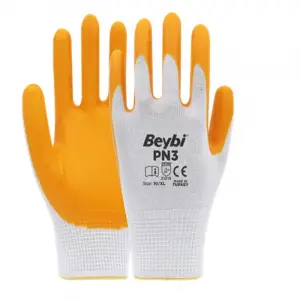 Pn3 Polyester Örme Yarı Nitril Kaplı İş Eldiveni, 10 Beden, 5 Çift