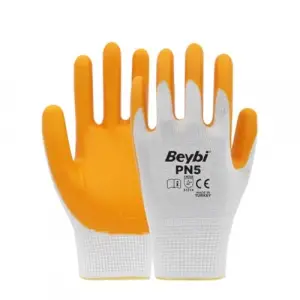 Pn5 Sarı No10 Polyester Astarlı Nitril İş Eldiveni 12 Çift