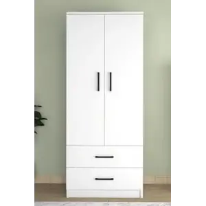 Point 2 Kapaklı 2 Çekmeceli Gardrop Beyaz