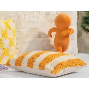 Pop Stripe Dokuma Yastık Hardal 45x45cm