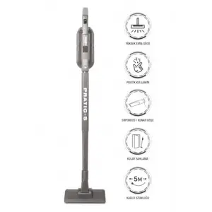 Pratic S P1200 Torbasız Dikey Süpürge - Antrasit