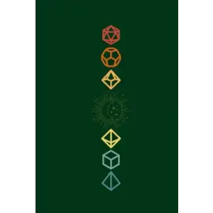 Rainbow polyhedral dice and moon journal with hex and grid paper