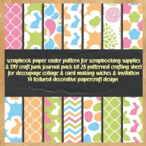 scrapbook paper easter pattern for scrapbooking supplies & DIY craft junk journal pack kit 28 patterned crafting sheet for decoupage collage & card ... 14 textured decorative papercraft design